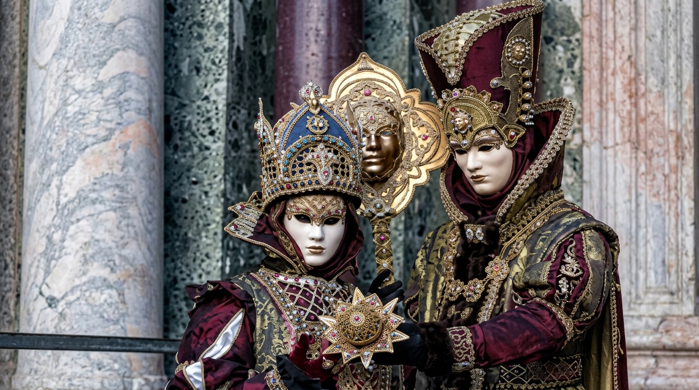 Venetian carnival masks and costumes